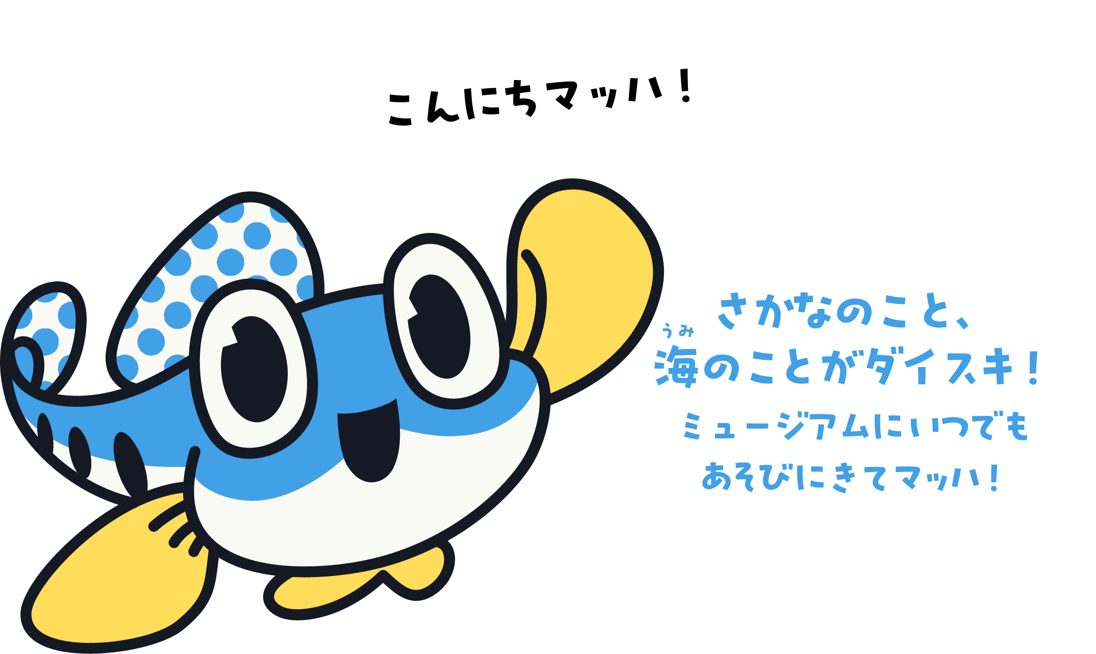 こんにちマッハ！さかなのこと、海のことがダイスキ！ミュージアムにいつでもあそびにきてマッハ！