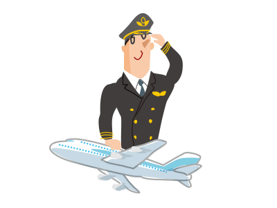 飛行機の添乗員のイラスト
