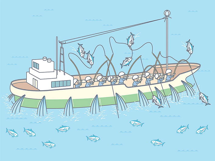 一本釣りのイラスト